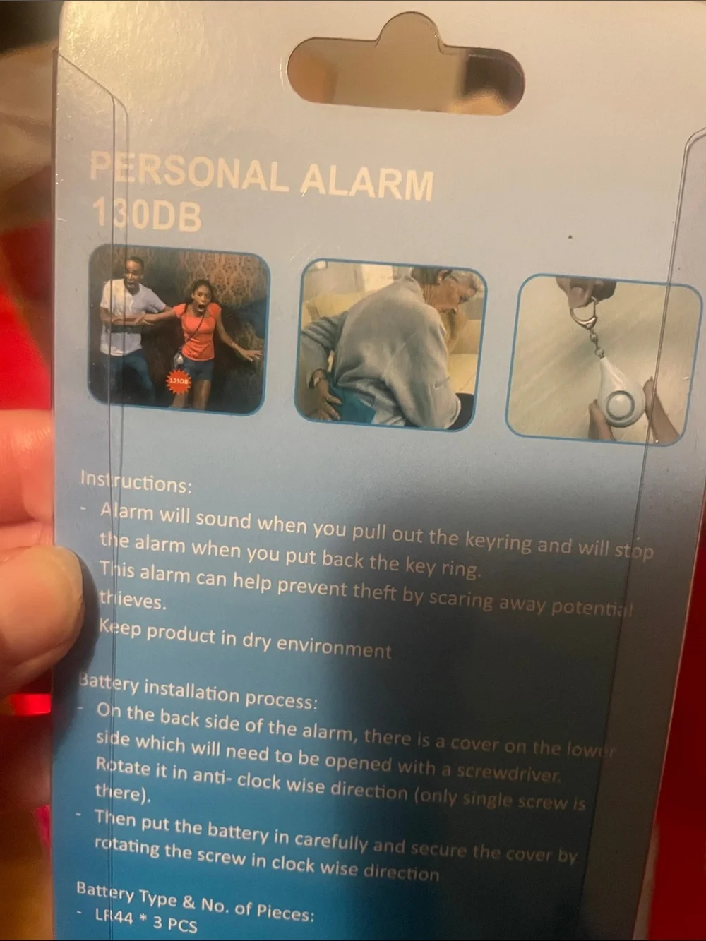 Personal Alarm Keychain – White Compact Safety Alarm lot of two
